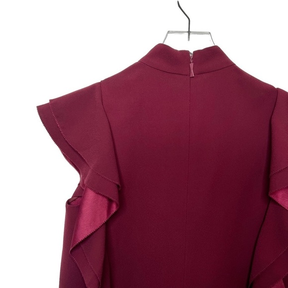 Kate Spade Burgundy Red Ruffle Cap Sleeve Women’s Shift Dress Sz 4 - Picture 12 of 12